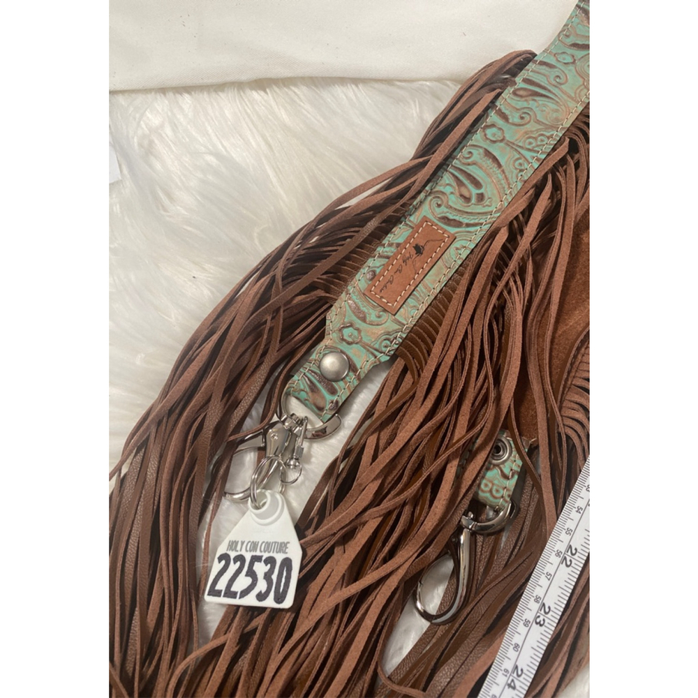 Holy Cow Couture woman’s Fringe Crossbody strap One Size Brown Teal - Picture 3 of 5
